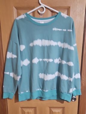 Teal Tie-Dye Pullover Sweatshirt